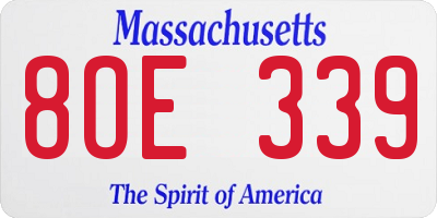 MA license plate 8OE339