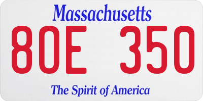 MA license plate 8OE350