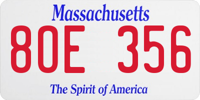 MA license plate 8OE356