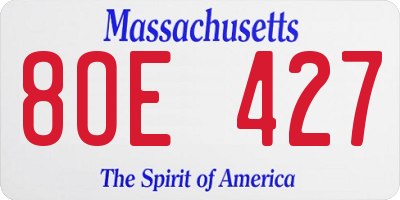 MA license plate 8OE427