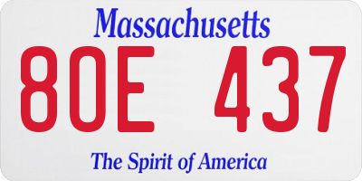 MA license plate 8OE437