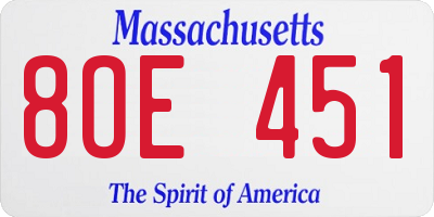 MA license plate 8OE451