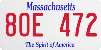 MA license plate 8OE472