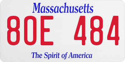 MA license plate 8OE484