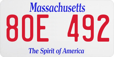 MA license plate 8OE492