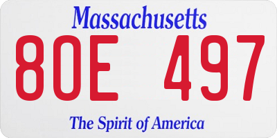 MA license plate 8OE497