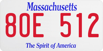 MA license plate 8OE512