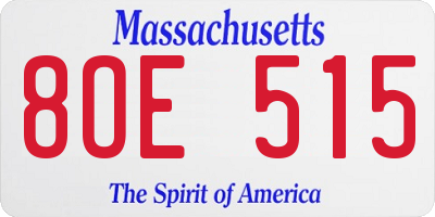 MA license plate 8OE515