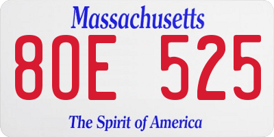 MA license plate 8OE525