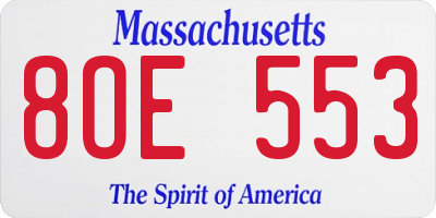 MA license plate 8OE553