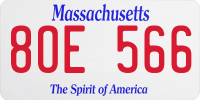MA license plate 8OE566