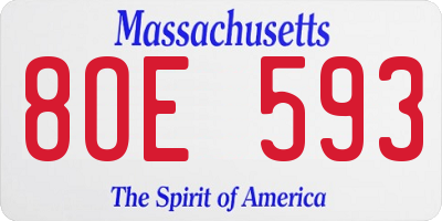 MA license plate 8OE593