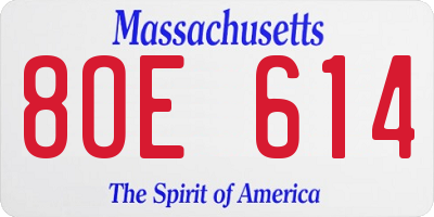 MA license plate 8OE614