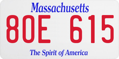 MA license plate 8OE615