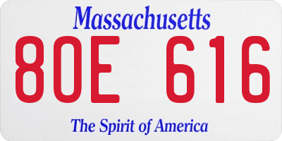 MA license plate 8OE616