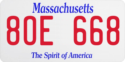 MA license plate 8OE668