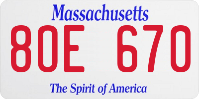 MA license plate 8OE670