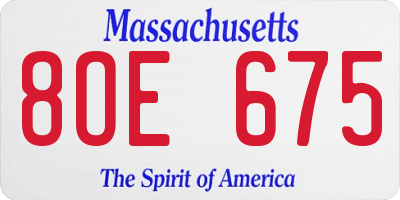 MA license plate 8OE675