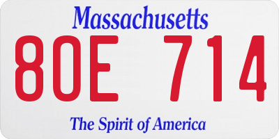MA license plate 8OE714