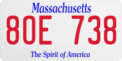 MA license plate 8OE738