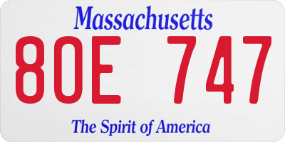 MA license plate 8OE747