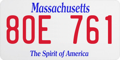 MA license plate 8OE761