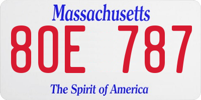 MA license plate 8OE787