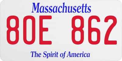 MA license plate 8OE862
