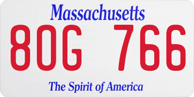 MA license plate 8OG766