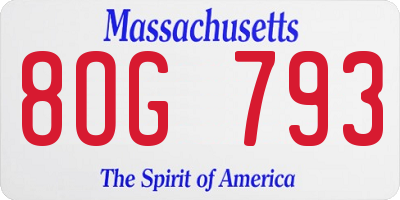 MA license plate 8OG793