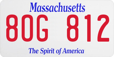 MA license plate 8OG812