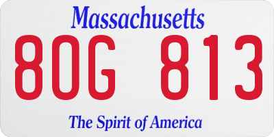 MA license plate 8OG813