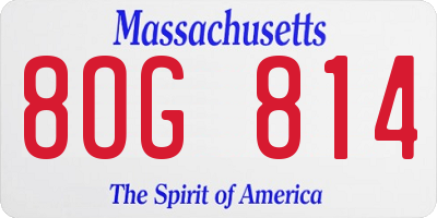 MA license plate 8OG814