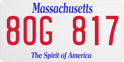 MA license plate 8OG817