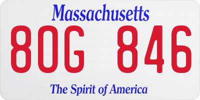 MA license plate 8OG846