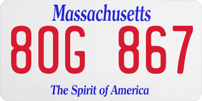 MA license plate 8OG867