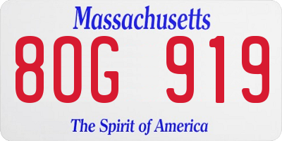 MA license plate 8OG919
