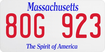MA license plate 8OG923