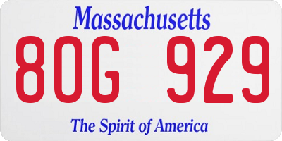 MA license plate 8OG929