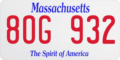 MA license plate 8OG932