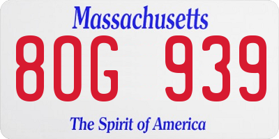 MA license plate 8OG939