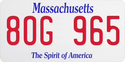 MA license plate 8OG965