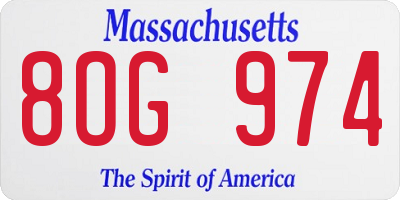 MA license plate 8OG974