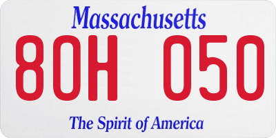 MA license plate 8OH050