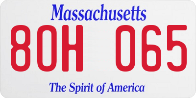 MA license plate 8OH065