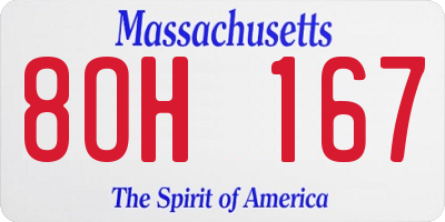 MA license plate 8OH167
