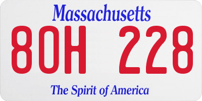 MA license plate 8OH228