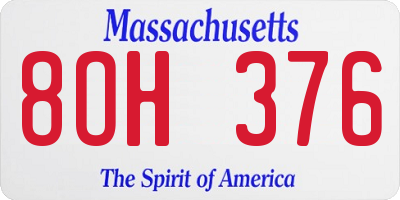 MA license plate 8OH376