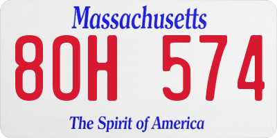 MA license plate 8OH574
