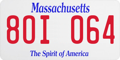 MA license plate 8OI064